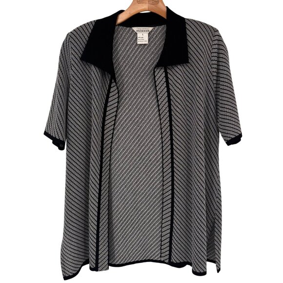 Exclusively Misook Womens Black pattern Open Cardigan jacket size large - Picture 1 of 14